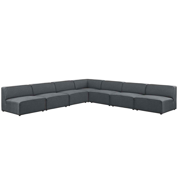 Modway Mingle 7 Piece Upholstered Fabric Sectional Sofa Set EEI-2841-GRY Gray