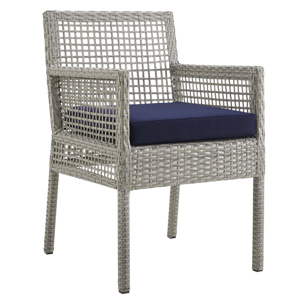 Modway Aura Outdoor Patio Wicker Rattan Dining Armchair EEI-2920-GRY-NAV Gray Navy