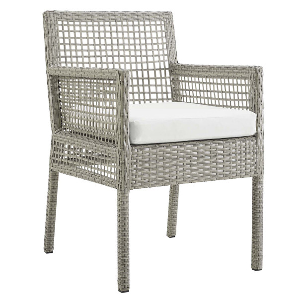 Modway Aura Outdoor Patio Wicker Rattan Dining Armchair EEI-2920-GRY-WHI Gray White