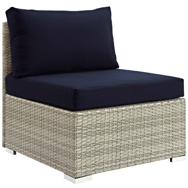 Modway Repose Sunbrella® Fabric Outdoor Patio Armless Chair EEI-2959-LGR-NAV Light Gray Navy