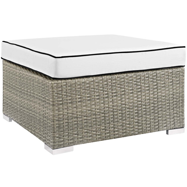 Modway Repose Outdoor Patio Upholstered Fabric Ottoman EEI-2962-LGR-WHI Light Gray White