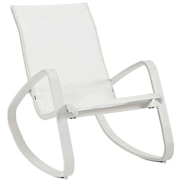 Modway Traveler Rocking Outdoor Patio Mesh Sling Lounge Chair EEI-3027-WHI-WHI White White