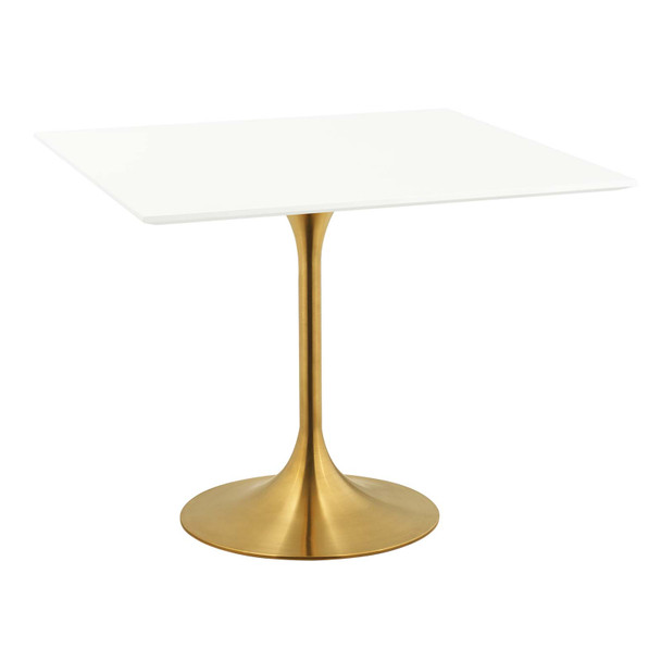 Modway Lippa 36" Square Wood Top Dining Table EEI-3212-GLD-WHI Gold White