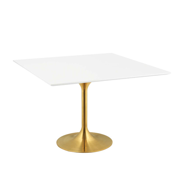 Modway Lippa 47" Square Wood Top Dining Table EEI-3230-GLD-WHI Gold White