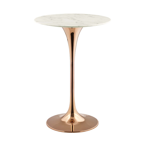 Modway Lippa 28" Artificial Marble Bar Table EEI-3267-ROS-WHI Rose White