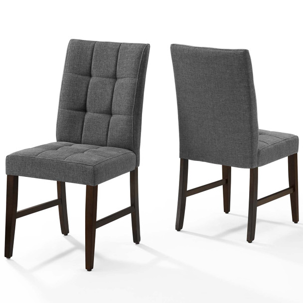 Modway Promulgate Biscuit Tufted Upholstered Fabric Dining Chair Set of 2 EEI-3335-GRY Gray
