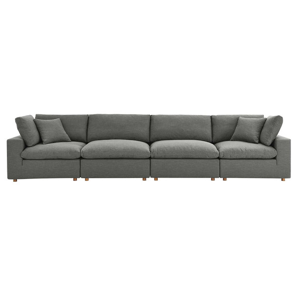 Modway Commix Down Filled Overstuffed 4 Piece Sectional Sofa Set EEI-3357-GRY Gray