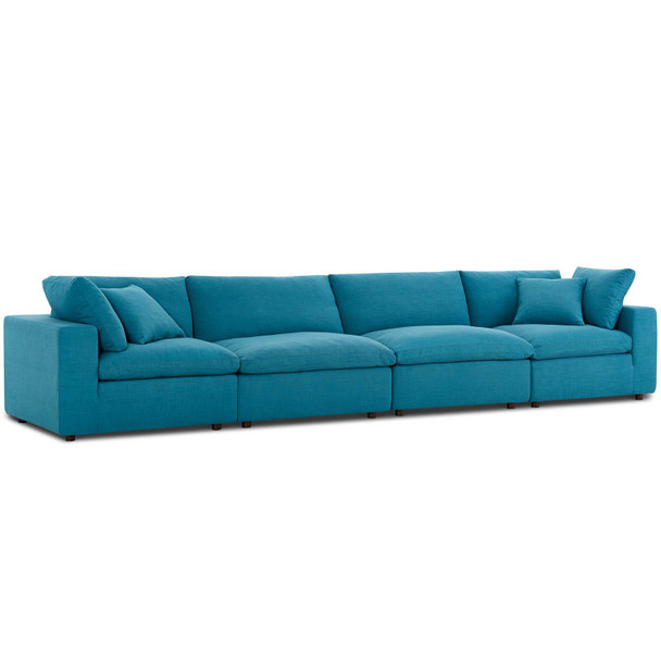 Modway Commix Down Filled Overstuffed 4 Piece Sectional Sofa Set EEI-3357-TEA Teal