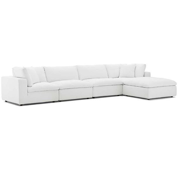 Modway Commix Down Filled Overstuffed 5 Piece Sectional Sofa Set EEI-3358-WHI White