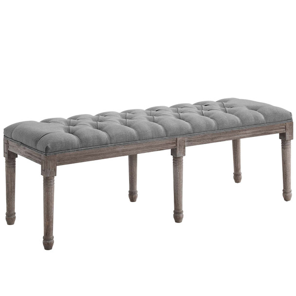 Modway Province French Vintage Upholstered Fabric Bench EEI-3368-LGR Light Gray