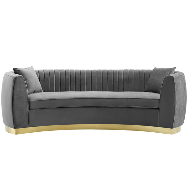 Modway Enthusiastic Vertical Channel Tufted Curved Performance Velvet Sofa EEI-3407-GRY Gray