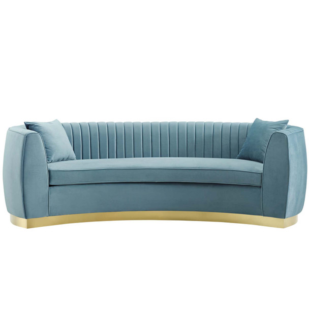 Modway Enthusiastic Vertical Channel Tufted Curved Performance Velvet Sofa EEI-3407-LBU Light Blue