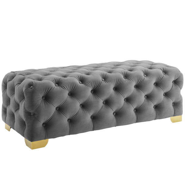 Modway Sensible Button Tufted Performance Velvet Bench EEI-3411-GRY Gray