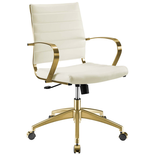 Modway Jive Gold Stainless Steel Midback Office Chair EEI-3418-GLD-WHI Gold White