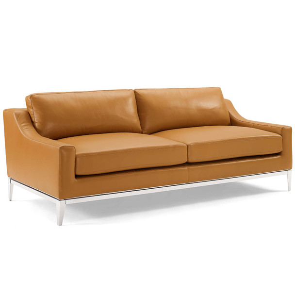 Modway Harness 83.5" Stainless Steel Base Leather Sofa EEI-3444-TAN Tan