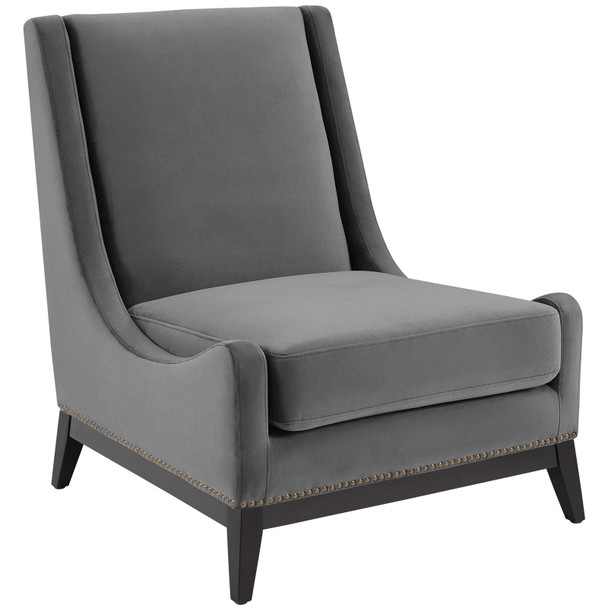 Modway Confident Accent Upholstered Performance Velvet Lounge Chair EEI-3488-GRY Gray