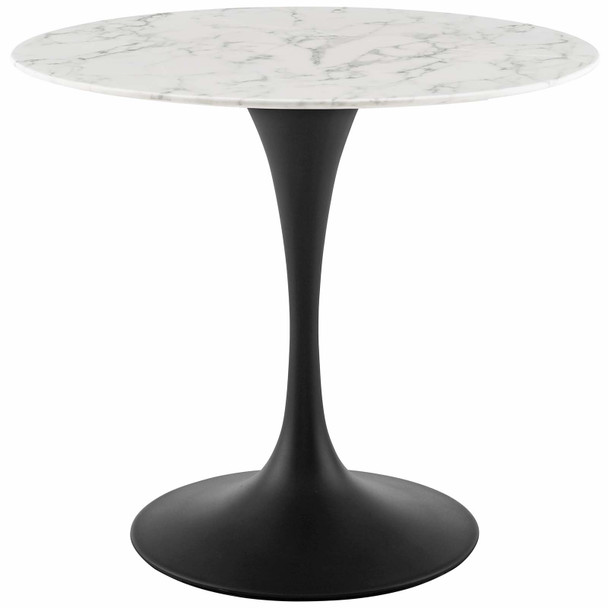 Modway Lippa 36" Round Artificial Marble Dining Table EEI-3516-BLK-WHI