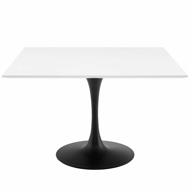 Modway Lippa 47" Square Wood Top Dining Table EEI-3525-BLK-WHI