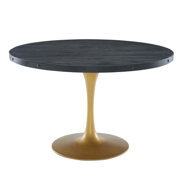 Modway Drive 48" Round Wood Top Dining Table EEI-3585-BLK-GLD