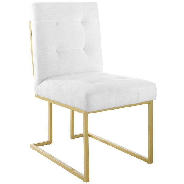 Modway Privy Gold Stainless Steel Upholstered Fabric Dining Accent Chair EEI-3743-GLD-WHI Gold White