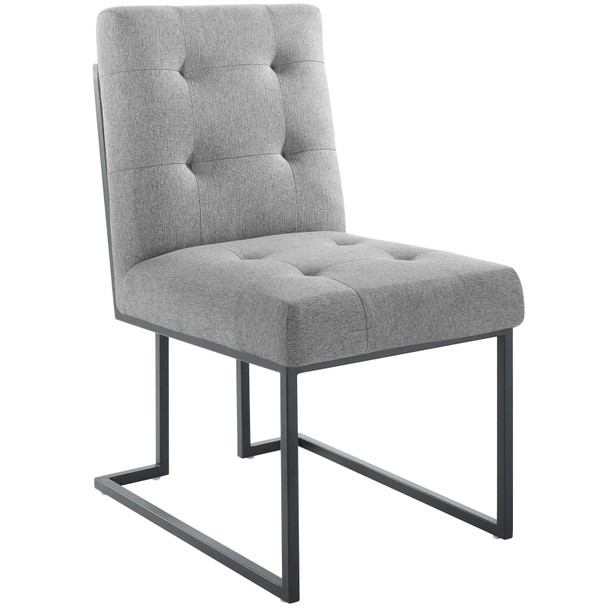 Modway Privy Black Stainless Steel Upholstered Fabric Dining Chair EEI-3745-BLK-LGR Black Light Gray