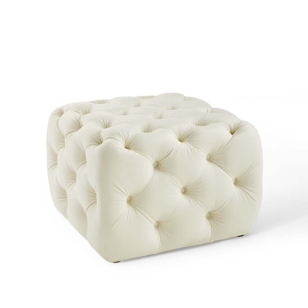 Modway Amour Tufted Button Square Performance Velvet Ottoman EEI-3776-IVO Ivory