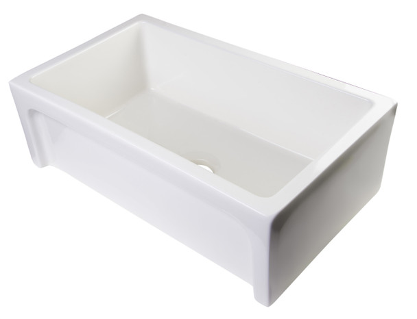 ALFI brand AB3018ARCH-B  30" Biscuit Arched Apron Thick Wall Fireclay Single Bowl Farm Sink