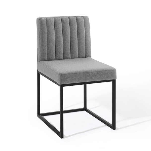 Modway Carriage Channel Tufted Sled Base Upholstered Fabric Dining Chair EEI-3807-BLK-LGR Black Light Gray