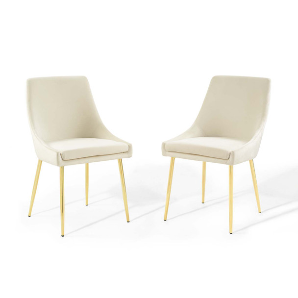 Modway Viscount Performance Velvet Dining Chairs - Set of 2 EEI-3808-GLD-IVO Gold Ivory