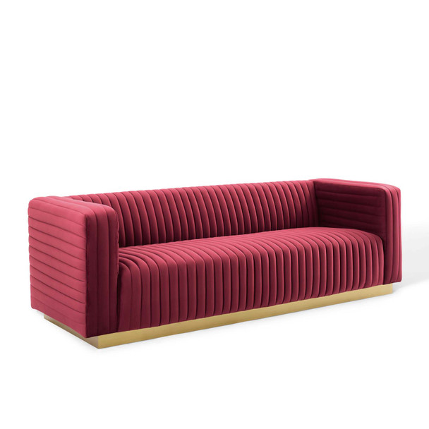 Modway Charisma Channel Tufted Performance Velvet Living Room Sofa EEI-3886-MAR Maroon