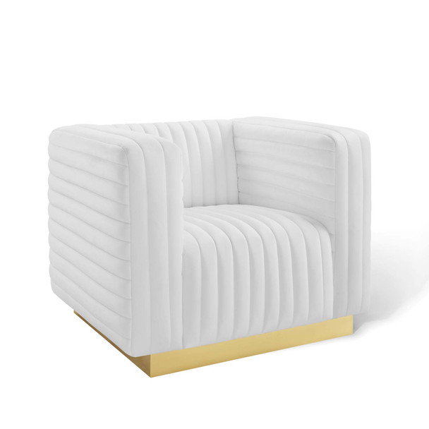 Modway Charisma Channel Tufted Performance Velvet Accent Armchair EEI-3887-WHI White