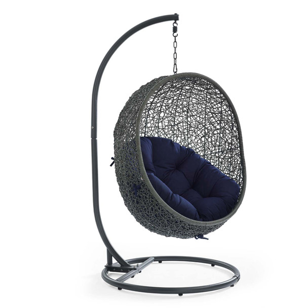 Modway Hide Outdoor Patio Sunbrella® Swing Chair With Stand EEI-3929-GRY-NAV Gray Navy