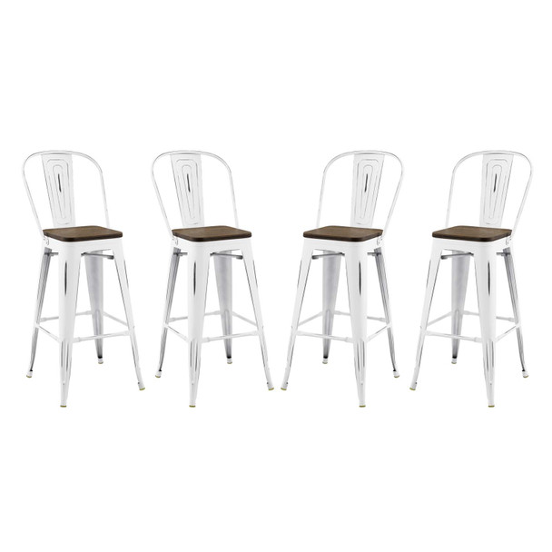 Modway Promenade Bar Stool Metal Set of 4 EEI-3951-WHI White