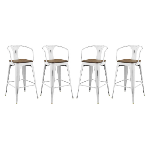 Modway Promenade Bar Stool Set of 4 EEI-3955-WHI White