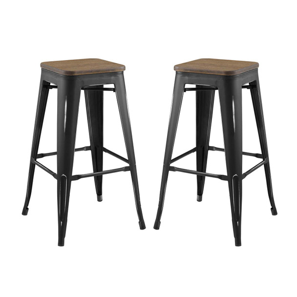 Modway Promenade Bar Stool Set of 2 EEI-3956-BLK Black