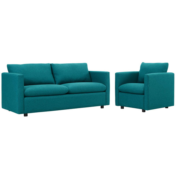 Modway Activate Upholstered Fabric Sofa and Armchair Set EEI-4045-TEA-SET Teal