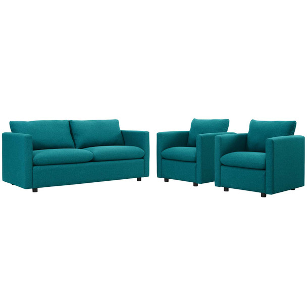 Modway Activate 3 Piece Upholstered Fabric Set EEI-4046-TEA-SET Teal