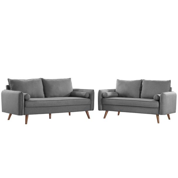 Modway Revive Upholstered Fabric Sofa and Loveseat Set EEI-4047-LGR-SET Light gray