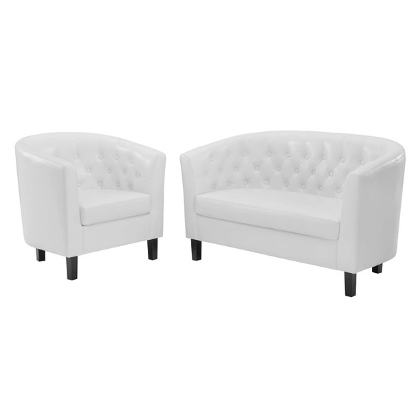 Modway Prospect Upholstered Vinyl Loveseat and Armchair Set EEI-4108-WHI-SET White