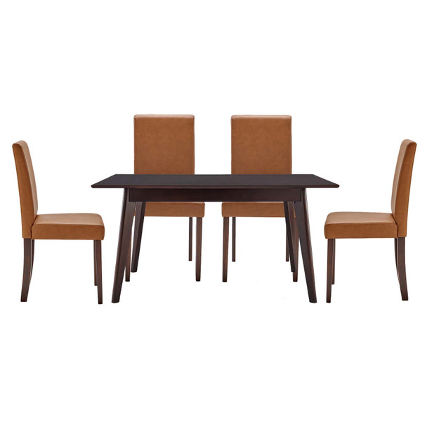 Modway Prosper 5 Piece Dining Set EEI-4178-CAP-TAN Cappuccino Tan