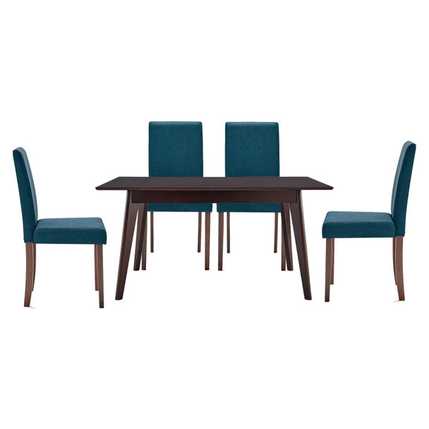 Modway Prosper 5 Piece Upholstered Fabric Dining Set EEI-4179-CAP-BLU Cappuccino Blue