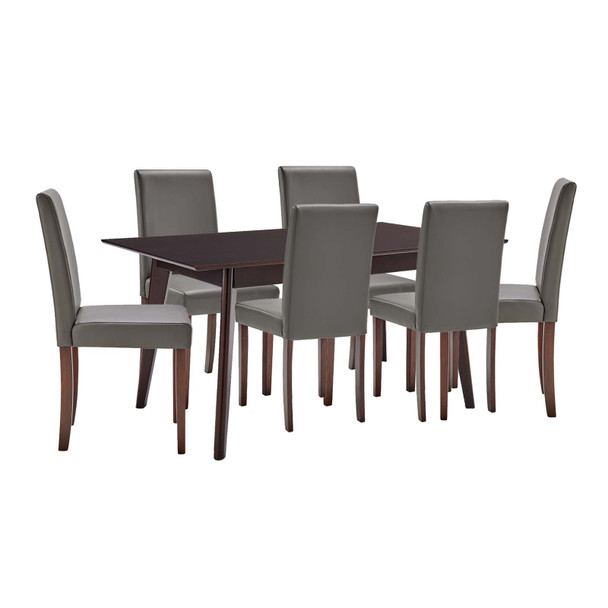 Modway Prosper 7 Piece Faux Leather Dining Set EEI-4182-CAP-GRY Cappuccino Gray