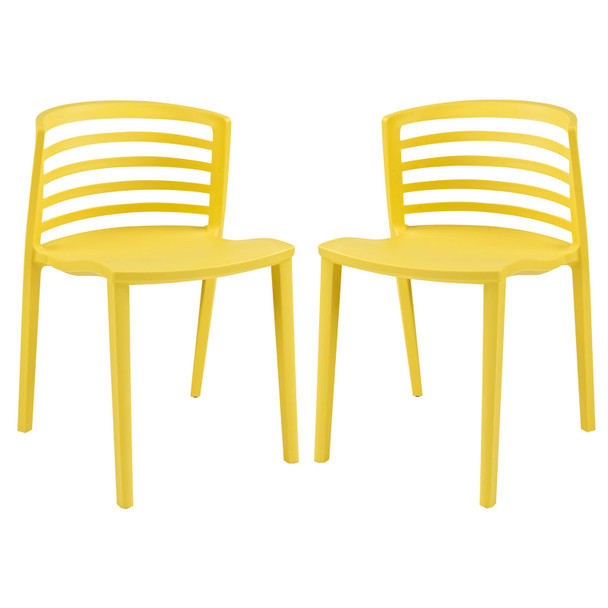 Modway Curvy Dining Chairs Set of 2 EEI-935-YLW Yellow