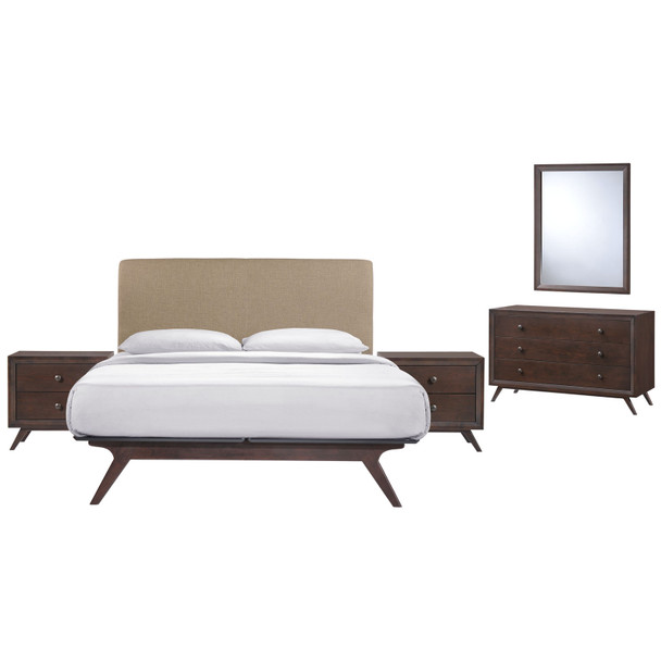 Modway Tracy 5 Piece Queen Bedroom Set MOD-5265-CAP-LAT-SET Cappuccino Latte