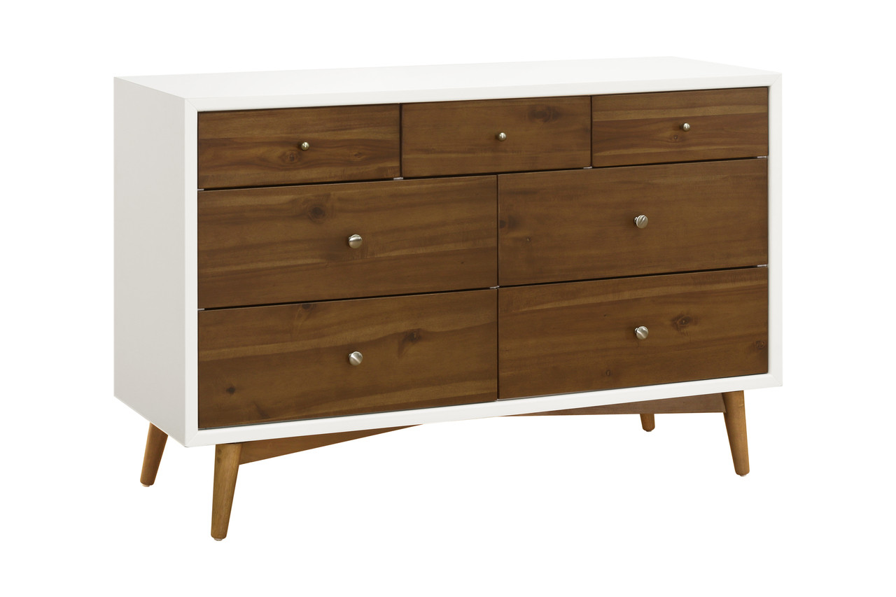 Babyletto Palma 7 Drawer Dresser White Natural Walnut Kids N Cribs