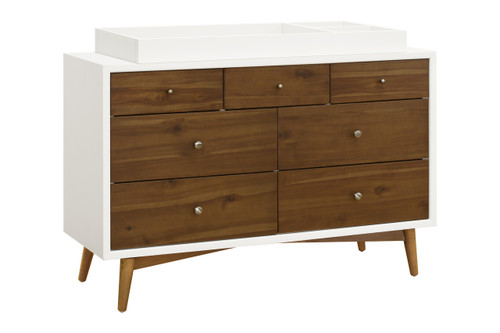 Babyletto Palma 7 Drawer Dresser White Natural Walnut Kids N Cribs