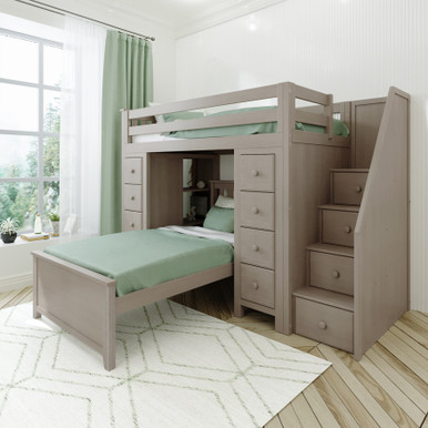 Wrangle Hill Twin/Twin Workstation Loft Bed in Amber Wash