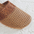Woven Natural Fiber Closed-Toe Indoor House Slippers with Structured Texture and Breathable Feel