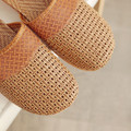 Woven Natural Fiber Closed-Toe Indoor House Slippers with Structured Texture and Breathable Feel