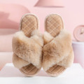 Faux Fur Cross-Band Indoor Slippers – Cozy Plush Slide for Women